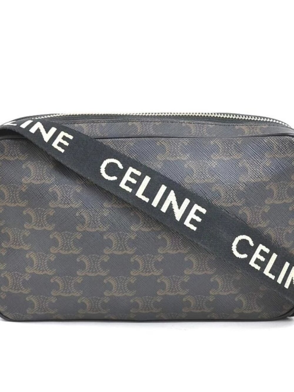 CELINE Shoulder Bag Brown/Black PVC -
